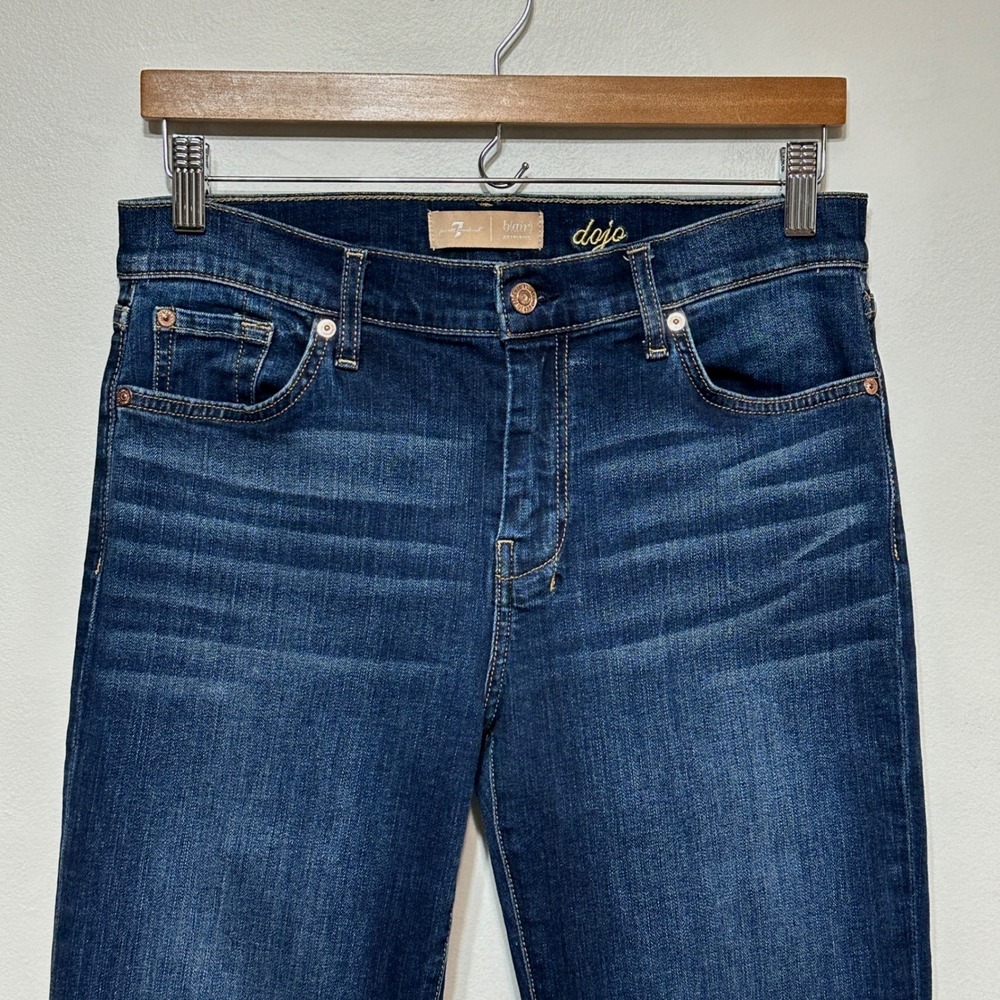 7 For All Mankind Dojo Jeans Women 30x34 Blue Trouser Authentic Flare Leg Y2K - Picture 7 of 16